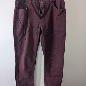High-Waist Slim Pants in Deep Plum